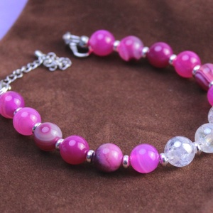Karkötő aqua aura kvarc és szalagos magenta achát - ékszer - karkötő - ásványkarkötő - Meska.hu