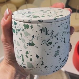 Molan terrazzo gyertya tégely, újratölthető szójagyertyával - otthon & életmód - gyertya, illat, aroma - gyertya - Meska.hu