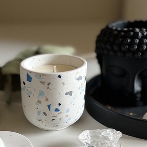 Molan terrazzo kicsi gyertya tégely, újratölthető szójagyertyával - otthon & életmód - gyertya, illat, aroma - gyertya - Meska.hu