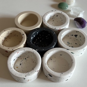 Molan terrazzo teamécses tégely, szójagyertyával - otthon & életmód - gyertya, illat, aroma - gyertya - Meska.hu