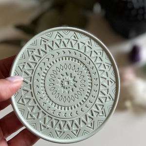 Mandala pohár vagy gyertya alátét, zöld - otthon & életmód - dekoráció - asztal és polc dekoráció - dekorációs tál, tartó - Meska.hu