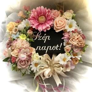 VIRÁGÖZÖN-Virágkoszorú-Ajtódísz-Kopogtató-, Otthon & Lakás, Dekoráció, Ajtó- és ablak dekoráció, Ajtódísz & Kopogtató, Virágkötés, Meska