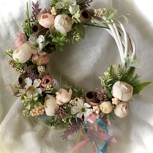 �MEZEI-VIRÁG-Tavaszi/Nyári Ajtódísz-Koszorú-Kopogtató- - otthon & életmód - dekoráció - ajtó- és ablak dekoráció - ajtódísz & kopogtató - Meska.hu