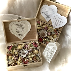 -�KÖSZÖNETTEL-ÉDESANYA-Édesanya Köszöntő-Virág Box-Szett-Szárazvirágokból-Esküvőre - esküvő - emlék & ajándék - szülőköszöntő ajándék - Meska.hu