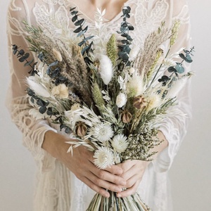 BOHO-GREENERY-Menyasszonyi Csokor-Szárazvirág Csokor- - esküvő - menyasszonyi- és dobócsokor - Meska.hu