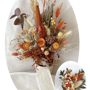 BOHO-MINI-KOMPAKT- SZETT-Menyasszonyi Csokor+Vőlegény kitűző-Esküvőre- - Meska.hu