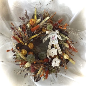 BOHO-BÚZASzárazvirág Koszorú-Szárazvirág Kopogtató-Ajtódísz- - Meska.hu