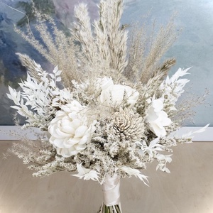 �BOHO-MINI-WHITE-Menyasszonyi Csokor-Szárazvirág Csokor-ESKÜVŐRE- - esküvő - menyasszonyi- és dobócsokor - Meska.hu