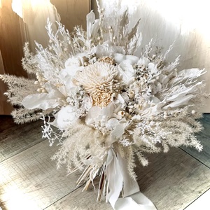 �BOHO-MINI-WHITE-Menyasszonyi Csokor-Szárazvirág Csokor-ESKÜVŐRE- - esküvő - menyasszonyi- és dobócsokor - Meska.hu