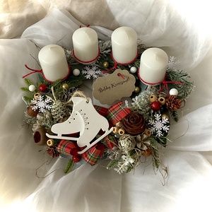 SKANDINÁV-ADVENT-Adventi Koszorú-Adventi Asztaldísz, Karácsony, Adventi díszek, Adventi koszorú, Virágkötés, MESKA