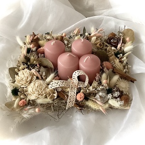 �NATURA-Szárazvirágos Adventi Asztaldísz-Adventi Lakásdekoráció- - Meska.hu