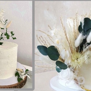 �BOHO-CAKE-Tortadísz-Szárazvirágos Tortadekoráció Esküvőre- - esküvő - dekoráció - sütidísz - Meska.hu