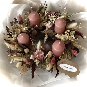 �ROMANTIKUS ADVENT-Adventi Szárazvirág Koszorú-Adventi Asztaldekoráció- - Meska.hu