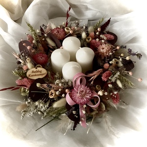 �ROMANTIKUS ADVENT-Adventi Szárazvirág Koszorú-Adventi Asztaldekoráció- - Meska.hu