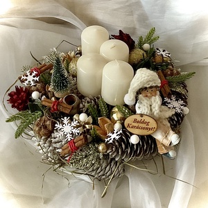 ADVENTI-MANÓ-Adventi Koszorú-Adventi Asztaldísz, Karácsony, Adventi díszek, Adventi koszorú, Virágkötés, MESKA