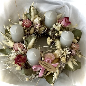 ROMANTIKUS ADVENT-Adventi Szárazvirág Koszorú-Adventi Asztaldekoráció- - Meska.hu