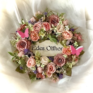 �VIRÁGOS-OTTHON-Tavaszi-Nyári Ajtódísz-Koszorú-Kopogtató-, Otthon & Életmód, Dekoráció, Ajtó- és ablak dekoráció, Ajtódísz & Kopogtató, Virágkötés, MESKA