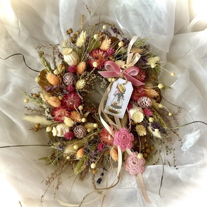 �TAVASZI-BÚZA-Szárazvirág Koszorú-Szárazvirág Kopogtató-Ajtódísz-, Otthon & Életmód, Dekoráció, Ajtó- és ablak dekoráció, Ajtódísz & Kopogtató, Virágkötés, MESKA