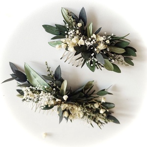 �GREENERY-Szárazvirágos Hajdísz-Hajfésű Esküvőre - esküvő - hajdísz - fésűs hajdísz - Meska.hu