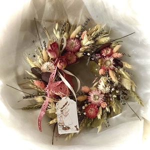 �ROMANTIKA-Szárazvirág Koszorú-Szárazvirág Kopogtató-Ajtódísz- - Meska.hu