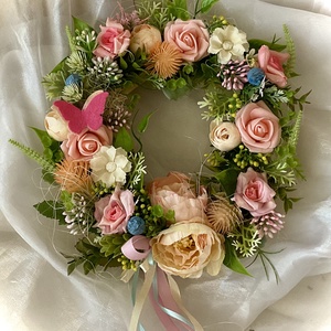 �VIRÁGOS-TAVASZTavaszi-Nyári Ajtódísz-Koszorú-Kopogtató- - otthon & életmód - dekoráció - ajtó- és ablak dekoráció - ajtódísz & kopogtató - Meska.hu