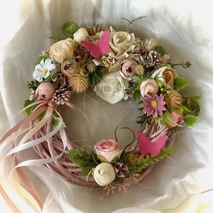 �TAVASZVÁRÓ-Tavaszi-Nyári Ajtódísz-Koszorú-Kopogtató-, Otthon & Életmód, Dekoráció, Ajtó- és ablak dekoráció, Ajtódísz & Kopogtató, Virágkötés, MESKA