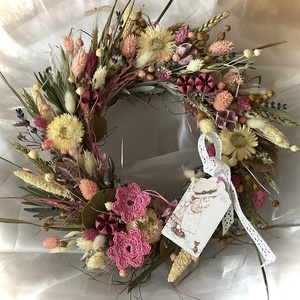 �ROMANTIKUS-BÚZA-Szárazvirág Koszorú-Szárazvirág Kopogtató-Ajtódísz- - Meska.hu