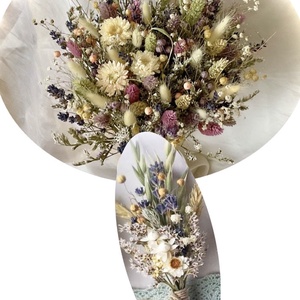 �BOHO-MINI-PROVENCE SZETT-Menyasszonyi Csokor-Szárazvirág Csokor+Vőlegény Kitűző-  - esküvő - menyasszonyi- és dobócsokor - Meska.hu