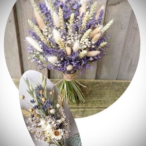 �BOHO-MINI-PROVENCE SZETT-Menyasszonyi Csokor-Szárazvirág Csokor+Vőlegény Kitűző-  - esküvő - menyasszonyi- és dobócsokor - Meska.hu