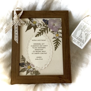�KÖSZÖNETTEL!-Nagymama Köszöntő Képkeret-Szárazvirágokkal-Esküvőre-Anyák Napjára- - Meska.hu