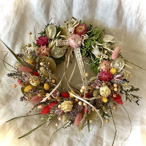 �VADVIRÁGOK-Szárazvirág Koszorú-Szárazvirág Kopogtató-Ajtódísz-, Otthon & Életmód, Dekoráció, Ajtó- és ablak dekoráció, Ajtódísz & Kopogtató, Virágkötés, MESKA