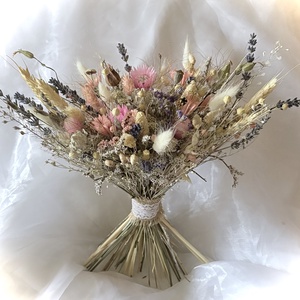 �BOHO-BABY-PINKSZETT-Menyasszonyi Csokor-Szárazvirág Csokor+Vőlegény Kitűző-  - esküvő - menyasszonyi- és dobócsokor - Meska.hu