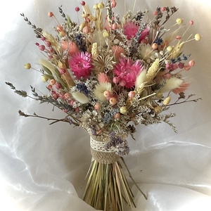 �BOHO-BABY-PINKSZETT-Menyasszonyi Csokor-Szárazvirág Csokor+Vőlegény Kitűző-  - esküvő - menyasszonyi- és dobócsokor - Meska.hu