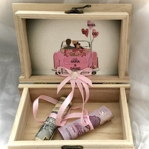 “WEDDING BOX”-Esküvői Pénzátadó  Fadobozka-Nászajándék-, Esküvő, Emlék & Ajándék, Nászajándék, Pénzátadó doboz, Decoupage, transzfer és szalvétatechnika, Papírművészet, Csatos-téglalap/ kocka alakú Fa dobozt díszítettem-festéssel és antikolt technikával-Köszönő szöveg..., MESKA