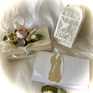 MINI-WEDDING BOX-Esküvői Pénzátadó Fadobozka+Ajándékkártya- - Meska.hu