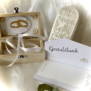 MINI-WEDDING BOX-Esküvői Pénzátadó Fadobozka+Ajándékkártya- - esküvő - emlék & ajándék - nászajándék - esküvői pénzátadó doboz - Meska.hu
