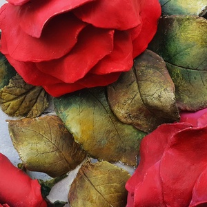 Rózsák, dombormű, 31 cm x 31 cm - művészet - más művészeti ág - Meska.hu