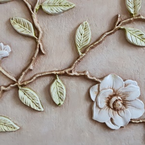Virág dombormű dekorációs kép, 50 cm x 60 cm, pipsz fára - otthon & életmód - Meska.hu