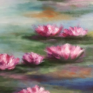 Tavirózsák, olajfestmény, 80 cm x 80 cm - művészet - festmény - olajfestmény - Meska.hu