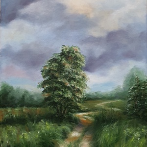 Vihar előtt c. olajfestményem, Művészet, Festmény, Olajfestmény, Festészet, MESKA