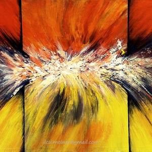 Sárga absztrakt  - művészet - festmény - akril - Meska.hu