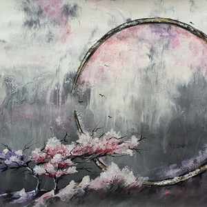 Japán tájas , Művészet, Festmény, Akril, Festészet, Meska