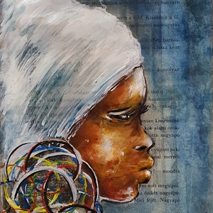 Fekete Afrika  sorozat - Akrikai lányka , Művészet, Festmény, Festmény vegyes technika, Festészet, MESKA