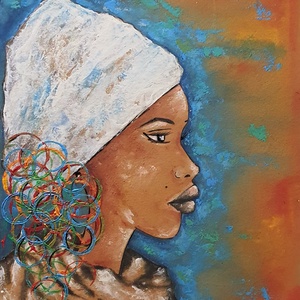 Színes Afrikai lány  , Művészet, Festmény, Akril, Festészet, Meska