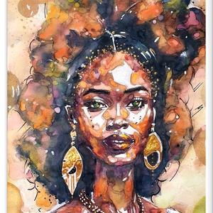 Színes Afrika sorozat - Kettő  függővel , Művészet, Festmény, Akvarell, Festészet, MESKA