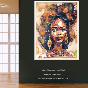 Színes Afrika sorozat - Kettő  függővel  - művészet - festmény - akvarell - Meska.hu