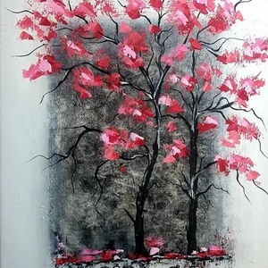 Pink erdőben  - művészet - festmény - akril - Meska.hu
