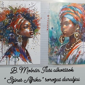 Színes Afrika sorozat -  Gyöngysor - művészet - festmény - pasztell - Meska.hu