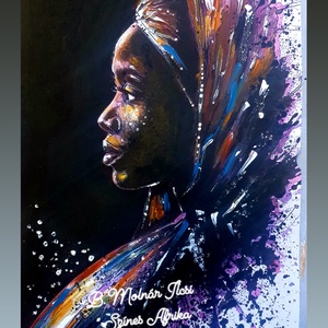 Színes Afrika sorozat - Kendős  - művészet - festmény - akril - Meska.hu