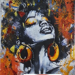 Színes Afrika sorozat - Zene füleimnek  - művészet - festmény - akril - Meska.hu